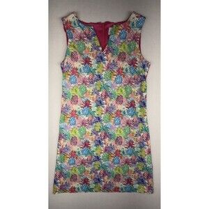 Nicole Miller Studio Dress Size 8 Pineapple Print Shift Sleeveless Tropical